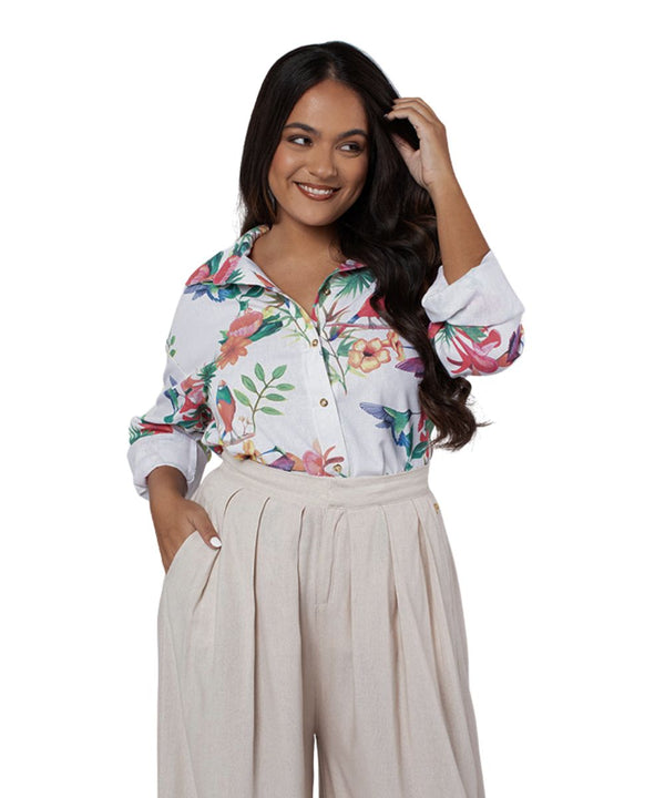 Relaxed Long Sleeve Linen Shirt