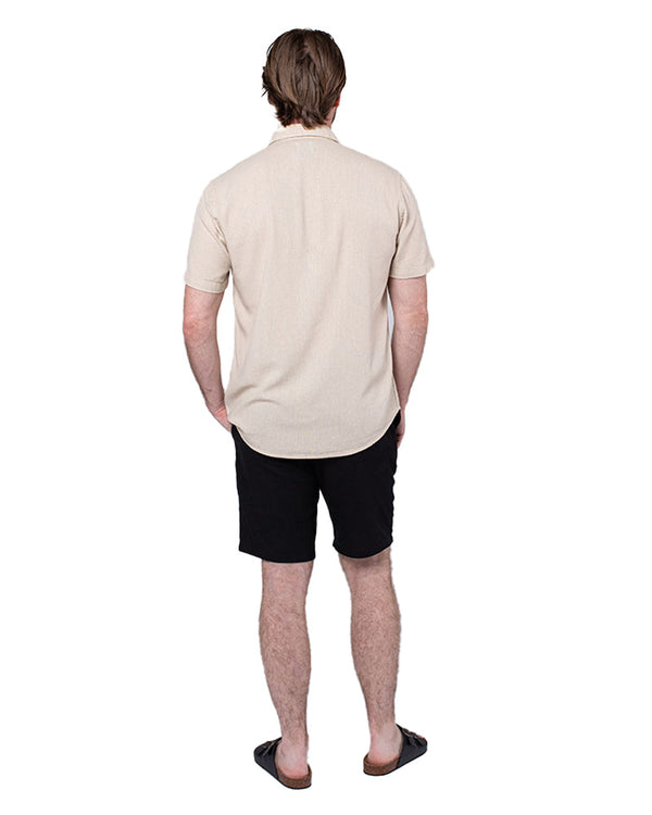 Short Sleeve Slim-Fit Linen Blend Shirt