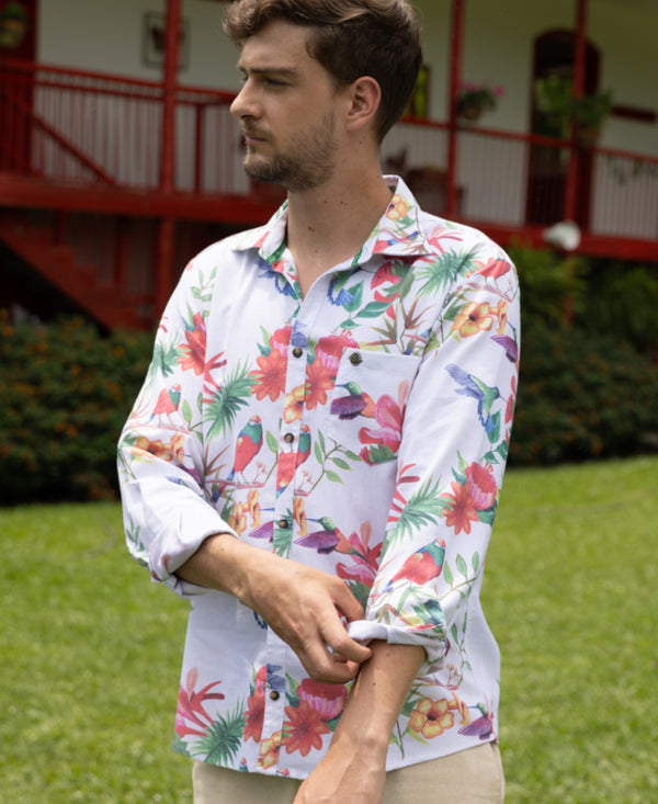 Long Sleeve Slim Fit Linen Blend Shirt
