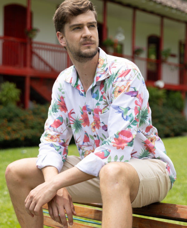 Long Sleeve Slim Fit Linen Blend Shirt