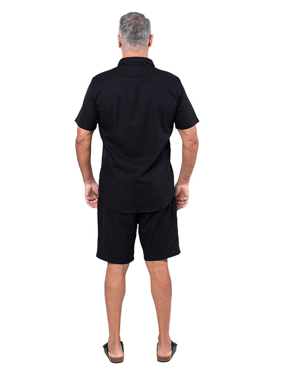 Short Sleeve Slim-Fit Linen Blend Shirt